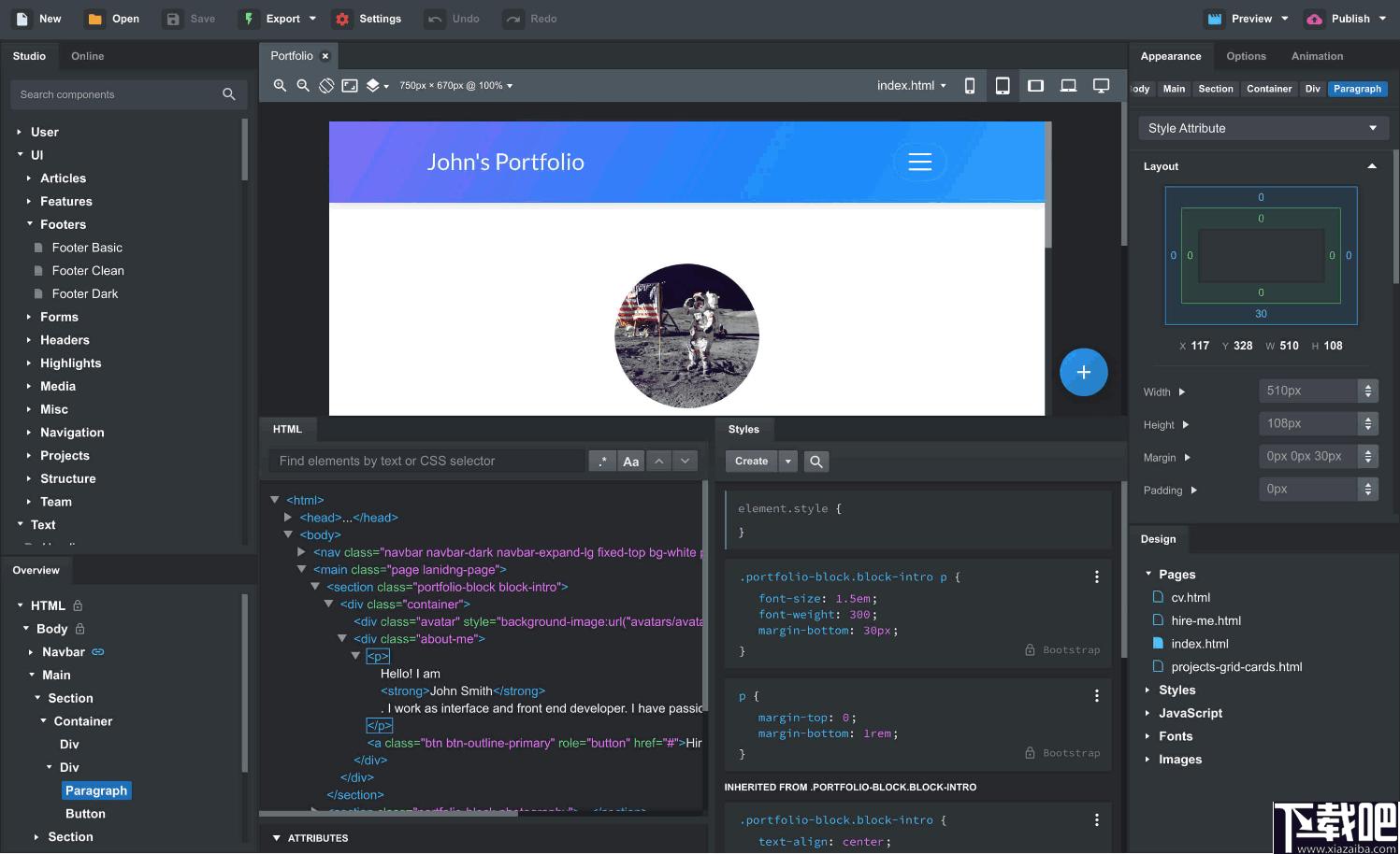 Bootstrap Studio下载,动态网页设计,网站搭建